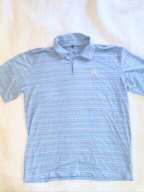 NWOT Nike GOLF Men's Blue & Pink Stripe Polo Shirt Nike Dri-Fit Tshirt XL